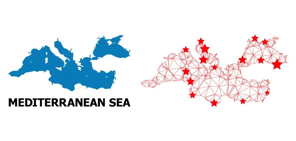 Mediterranean sea map boundaries of Royalty Free Vector