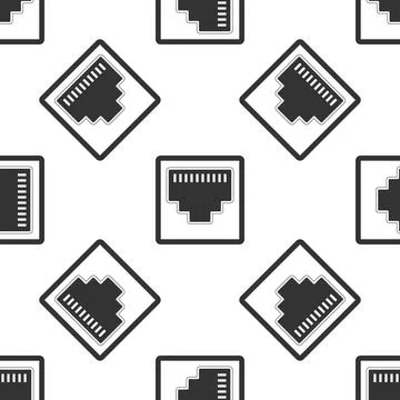 Network port - cable socket icon seamless pattern on white background. LAN port Stock Illustration