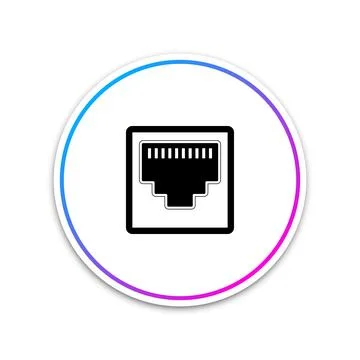Network port - cable socket icon isolated on white background. LAN port icon 库存插图