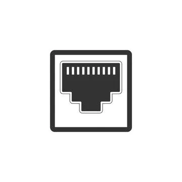 Network port - cable socket icon isolated. LAN port icon. Ethernet simple icon Stockillustratie