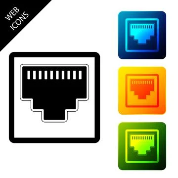 Network port - cable socket icon isolated. LAN port icon. Ethernet simple icon Stock Illustration