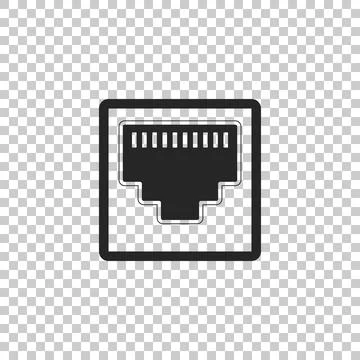 Network port - cable socket icon isolated on transparent background. LAN port Stock Illustration