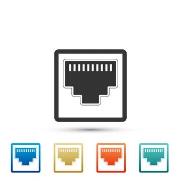 Network port - cable socket icon isolated on white background. LAN port icon イラスト素材