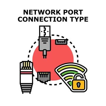 Network port connection type choosing digital connectivity Stock Illustration