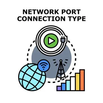 Network port connection type concept vector illustration Stock Illustration