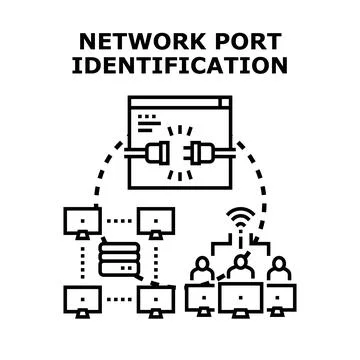 Network port identification and connection concept Stock Illustration