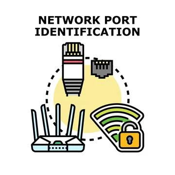 Network port identification and connection security concept Stock Illustration