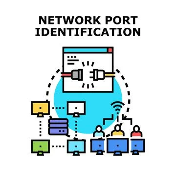 Network port identification and connection concept Stock Illustration