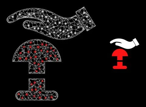 Network Press Alarm Button Web Mesh Icon with Glare Lightspots Stock Illustration