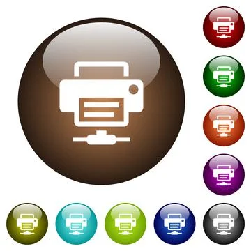 Network printer color glass buttons イラスト素材