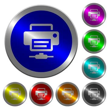 Network printer luminous coin-like round color buttons イラスト素材
