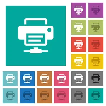 Network printer square flat multi colored icons Illustrazione stock