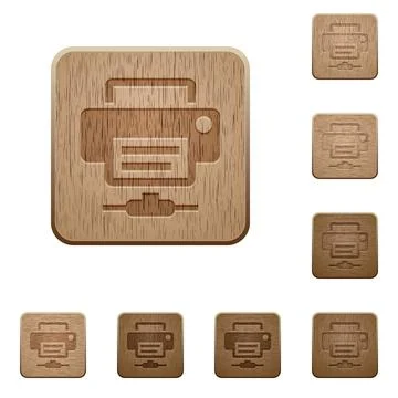 Network printer wooden buttons Stock Illustration