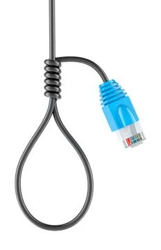 Network Problem, concept. Noose from lan cable, 3D rendering Network Probl... Stock Photos