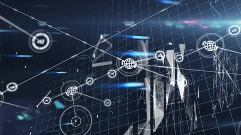 Network of profile icons and network of connections against cell and blood Stock Footage 330468928
