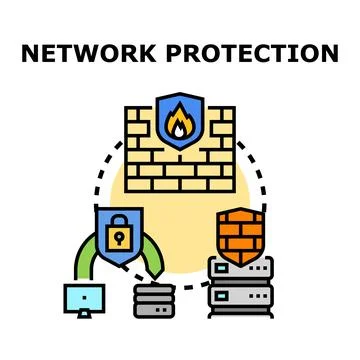 Network protection and data security infrastructure concept Stock Illustration