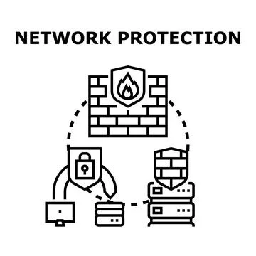 Network protection and data security infrastructure concept Stock Illustration
