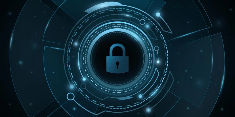 Network protection background design .Digital HUD UI with light effects. Futu Stock Illustration