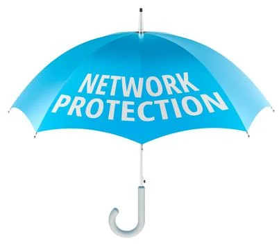 Network Protection concept with umbrella. 3D rendering Stock Illustration