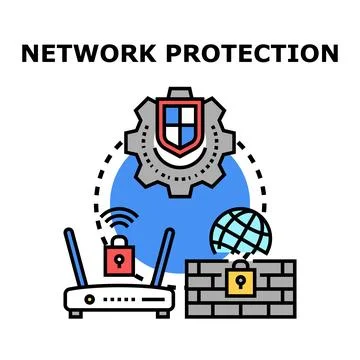 Network protection system concept securing internet data Stock Illustration