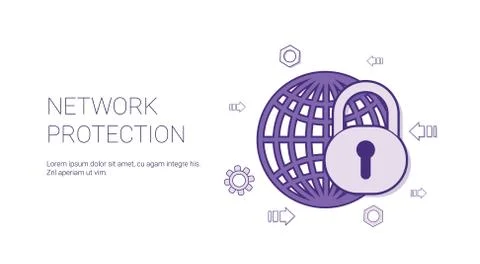 Network Protection Web Banner With Copy Space Online Security Concept Stock Illustration