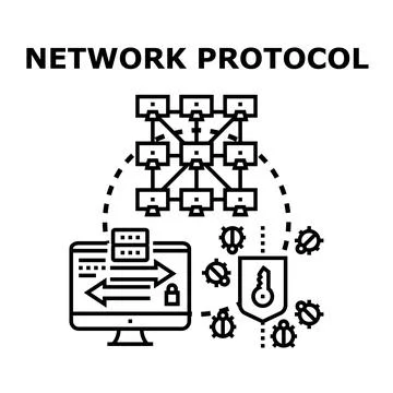 Network protocol concept protecting data transfer from threats 库存插图