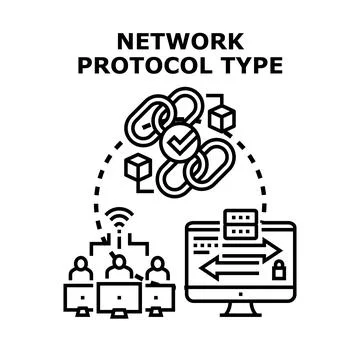 Network protocol type with secure data transfer connecting users イラスト素材