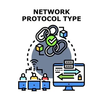Network protocol type with secure data transfer connecting users イラスト素材