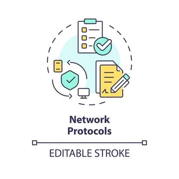 Network protocols multi color concept icon Stock Illustration
