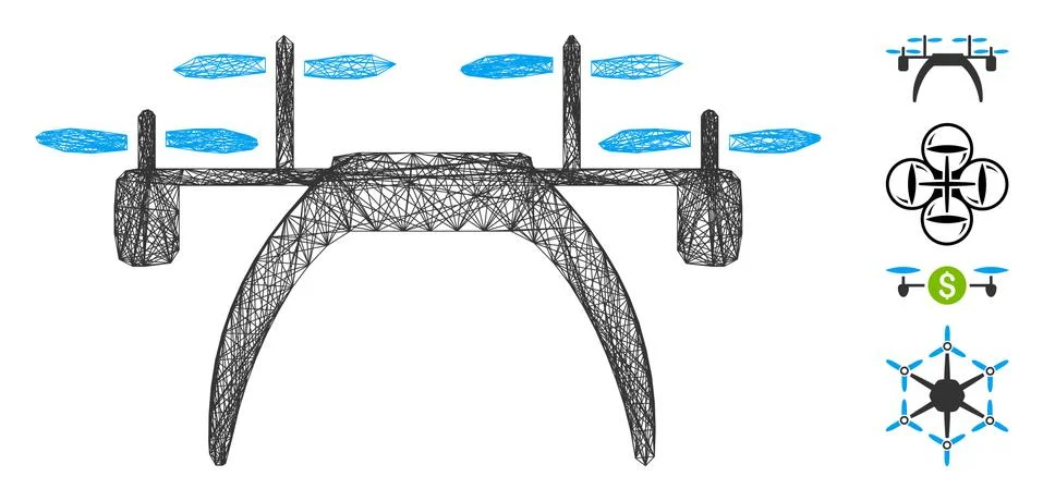 Network Quadcopter Vector Mesh Ilustración de archivo