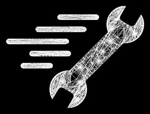 Network Quick Repair Web Mesh with Bright Flash Nodes Illustrazione stock