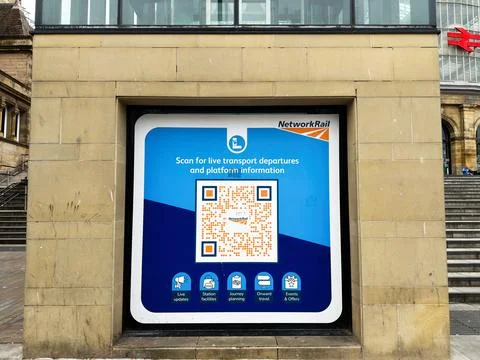 Network Rail QR code poster for live train departures and platform informat.. Stock Photos
