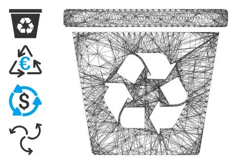 Network Recycle Bin Vector Mesh Illustrazione stock