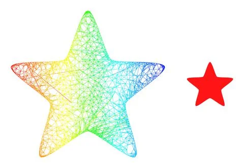 Network Red Star Web Mesh Icon with Spectrum Gradient Stock Illustration