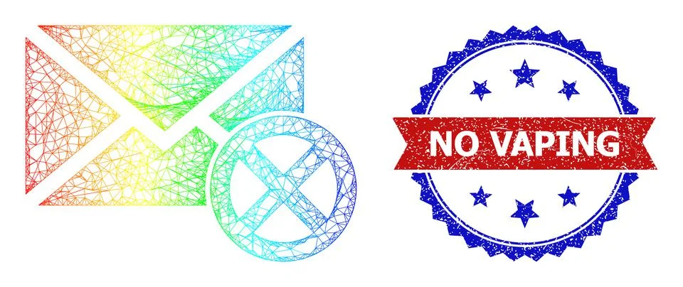 Network Reject Leter Web Mesh Icon with Spectral Gradient and Scratched Bicolor Illustrazione stock