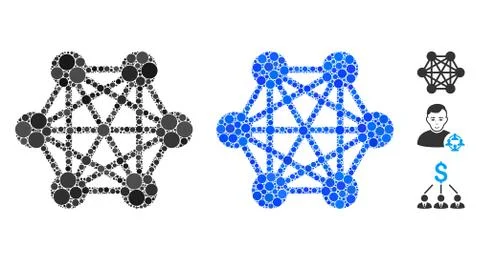 Network Relations Mosaic Icon of Circle Dots Stock Illustration