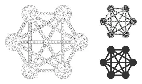 Network Relations Vector Mesh 2D Model and Triangle Mosaic Icon Stock Illustration