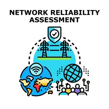 Network reliability assessment evaluating system infrastructure security Stock Illustration