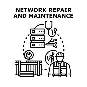 Network repair and maintenance operations vector concept Stock Illustration