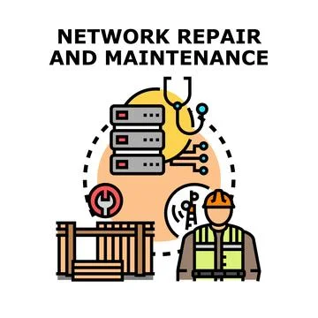 Network repair and maintenance operations vector concept Stock Illustration