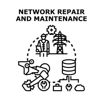 Network repair and maintenance operations vector concept Stock Illustration