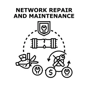 Network repair and maintenance system solving infrastructure problems Stock Illustration