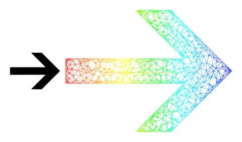 Network Right Arrow Mesh Icon with Rainbow Gradient Stock Illustration