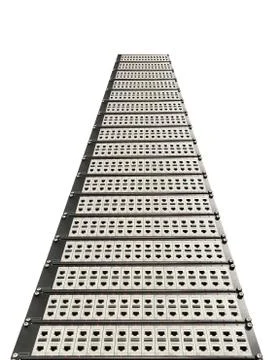 Network RJ-45 patch panel with switches in switching center. Perspective view Stock Photos