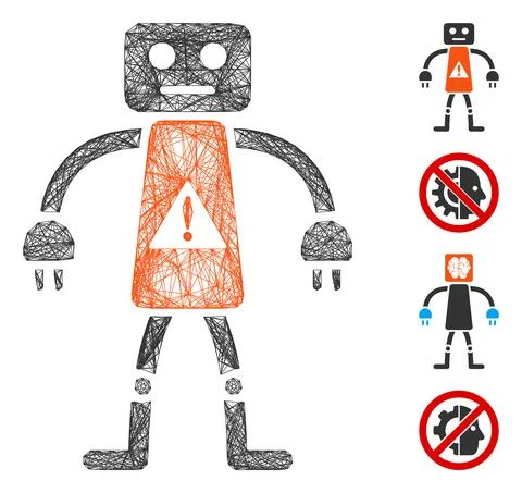 Network Robot Danger Vector Mesh Stock Illustration