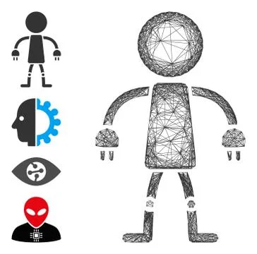 Network Robot Vector Mesh Stockillustratie