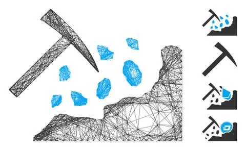 Network Rock Mining Hammer Vector Mesh Stock Illustration