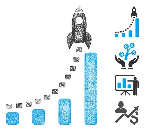 Network Rocket Business Start Vector Mesh イラスト素材
