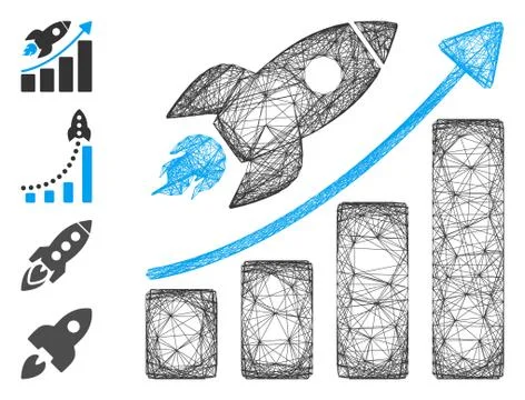 Network Rocket Startup Chart Vector Mesh Illustrazione stock