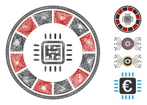 Network Roulette Processor Vector Mesh 스톡 일러스트